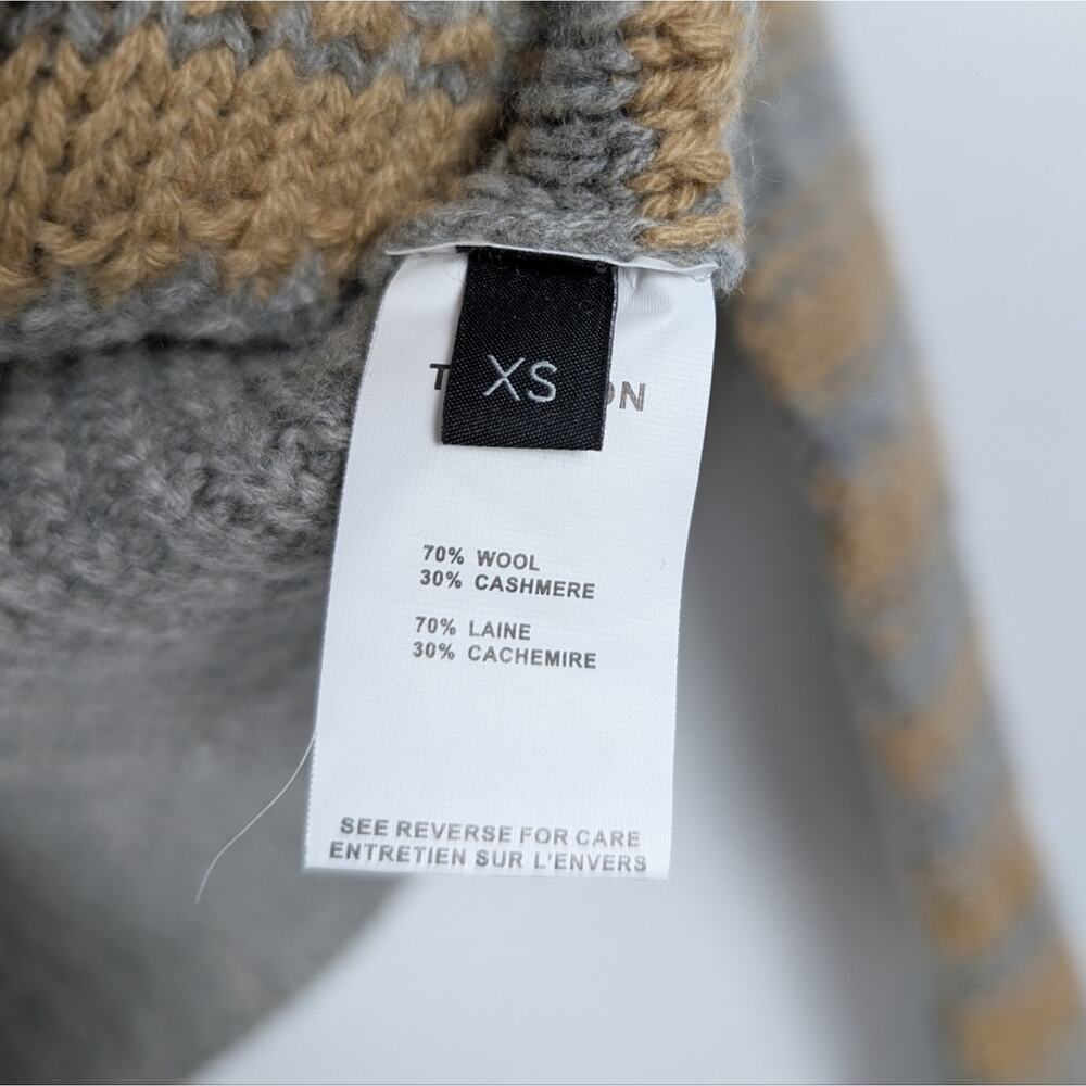 Thakoon Sweater XS Gray Camel Stripe Wool Cashmere Crewneck Knit Luxury - Picture 8 of 8